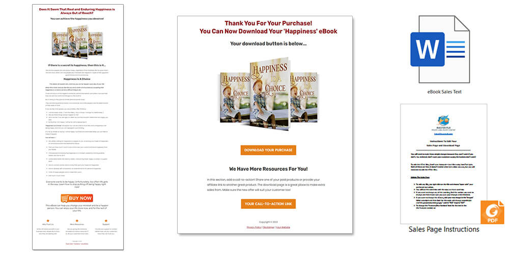 Happiness PLR Sales Page and Download Page