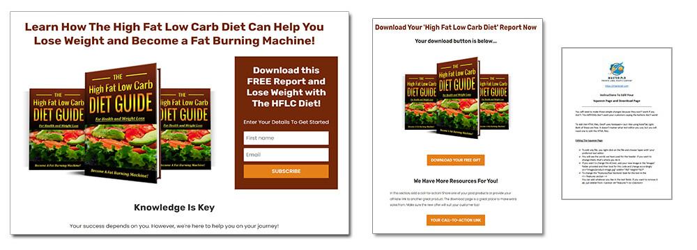 High Fat Low Carb Diet PLR Squeeze Page