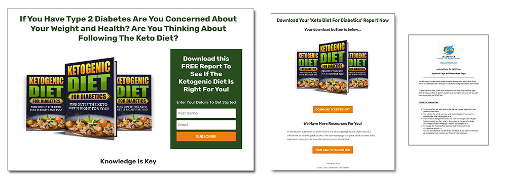 Ketogenic Diet For Diabetics PLR Squeeze Page and Download Page