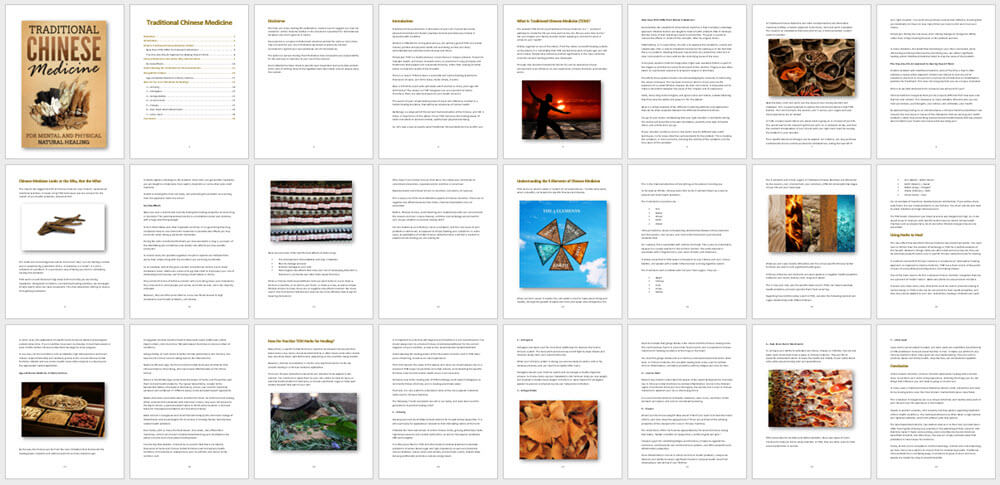 Traditional Chinese Medicine PLR eBook Contents Graphic