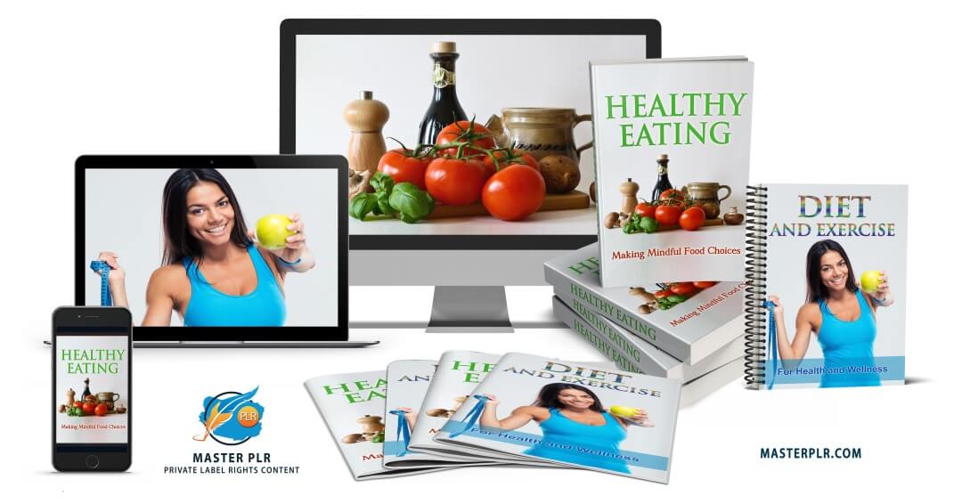 Healthy Eating PLR - Diet and Exercise PLR Content Graphic