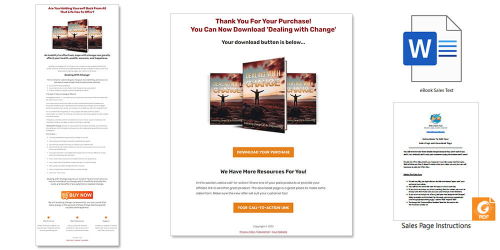 Dealing with Change PLR eBook Sales Page