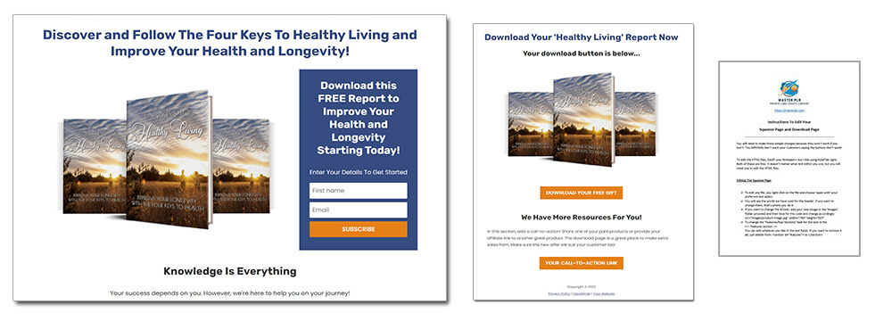 Four Keys To Healthy Living PLR Squeeze Page
