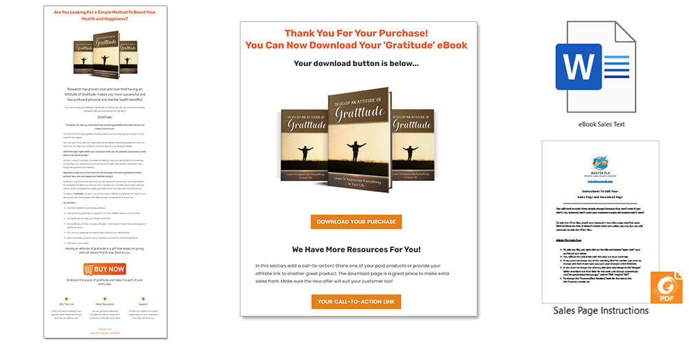 Gratitude PLR eBook Sales Page and Download Pag