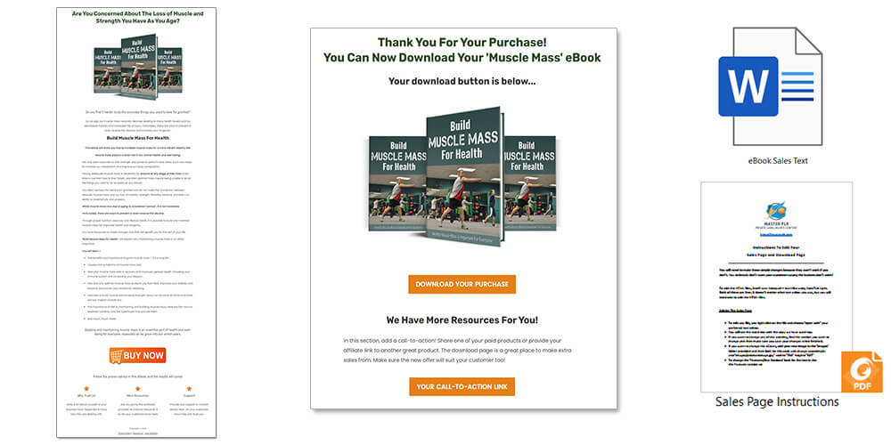 Muscle Mass PLR eBook Sales Page and Download Page