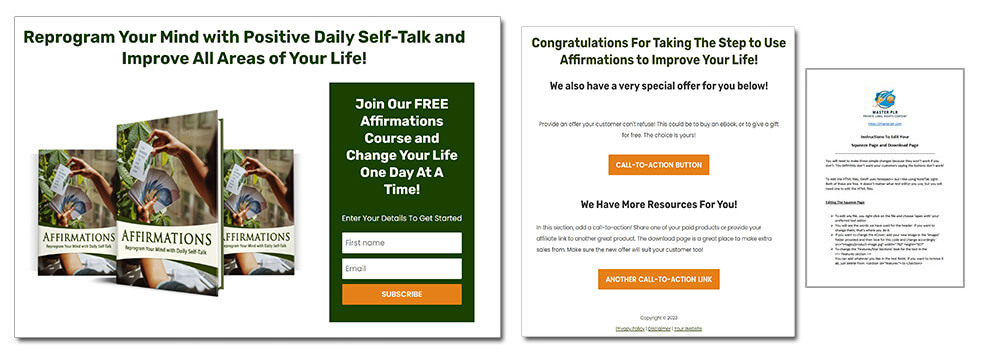 Affirmations PLR Course Squeeze Page