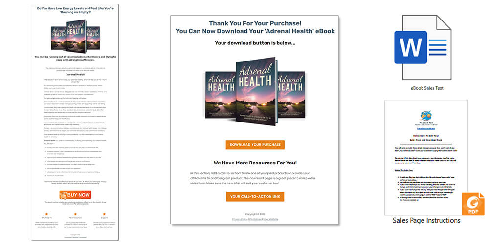 Adrenal Health PLR eBook Sales Page