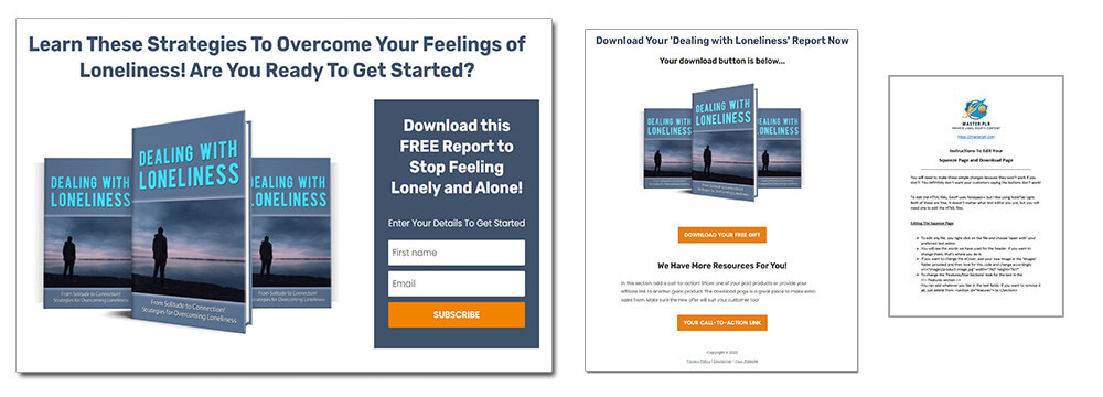 Dealing with Loneliness PLR Report Squeeze Page