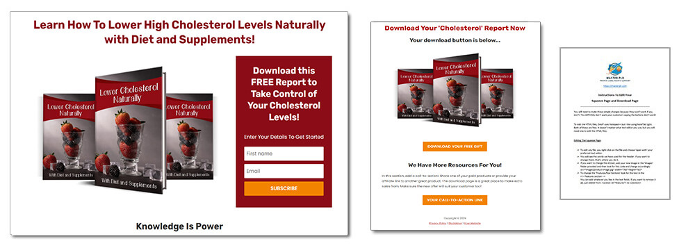 Lower Cholesterol Naturally PLR Report Squeeze Page