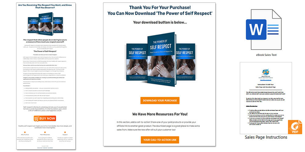 Self Respect PLR eBook Sales Page and Download Page