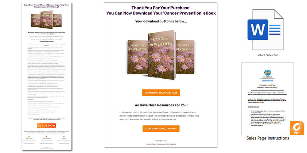 Cancer Prevention PLR eBook Sales Page