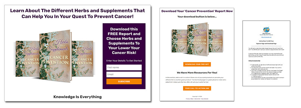 Herbs and Supplements For Cancer Prevention PLR Squeeze Page