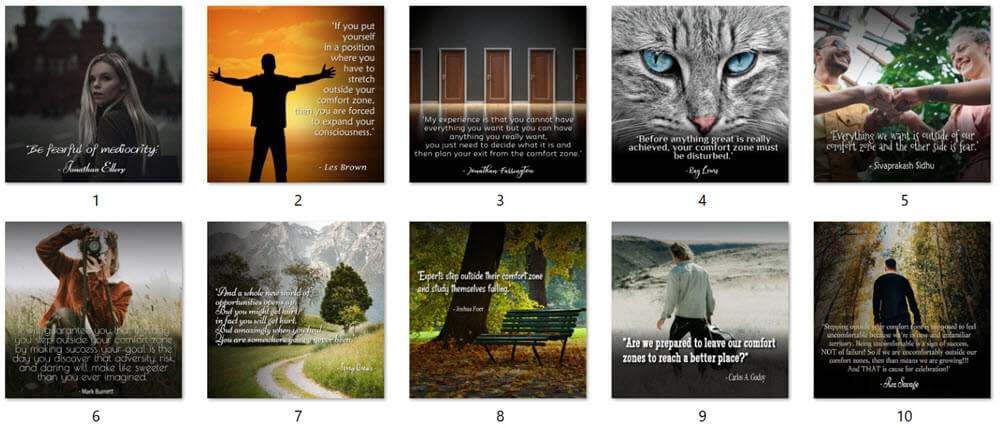 Stepping Outside Your Comfort Zone PLR Social Posters