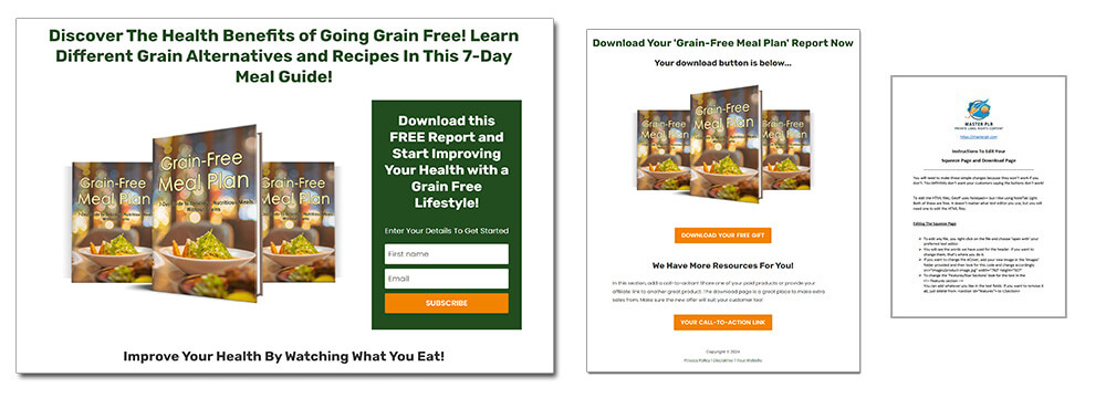 Grain-Free Meal Plan PLR Report Squeeze Page