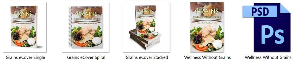 Grains PLR - Wellness Without Grains PLR eBook Cover Graphics