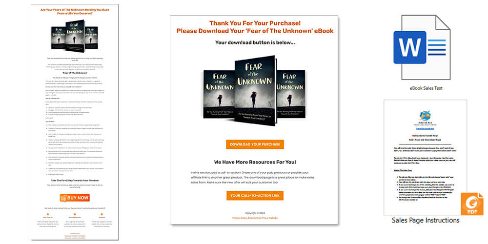 Fear of The Unknown PLR eBook Sales Page