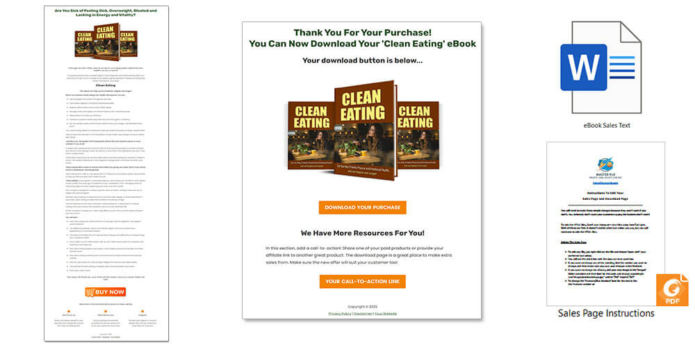 Clean Eating eBook PLR - Sales Page and Download Page